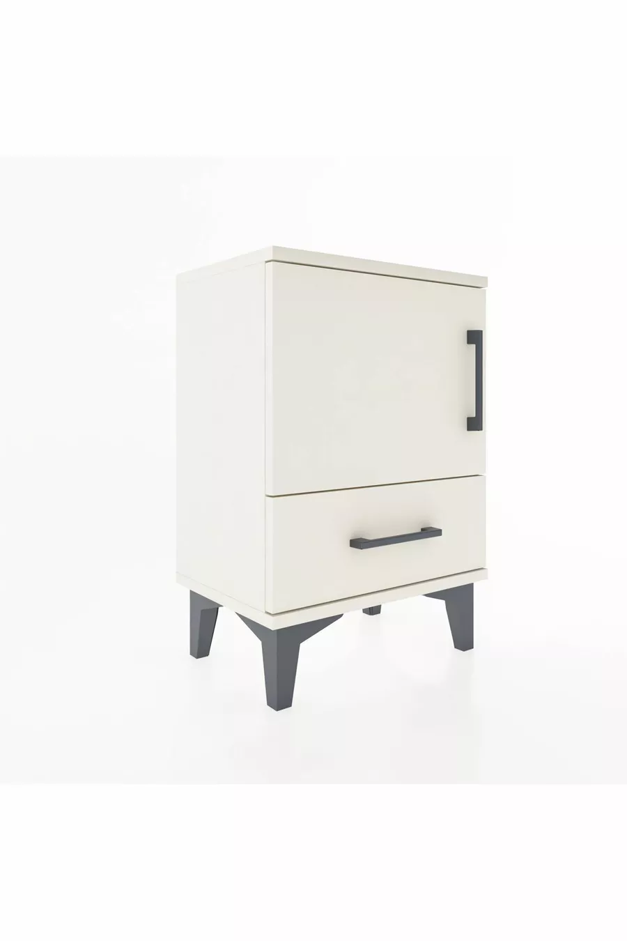 Table de chevet Arges à 2 étagères et 1 porte, couleur Pierre de Lune