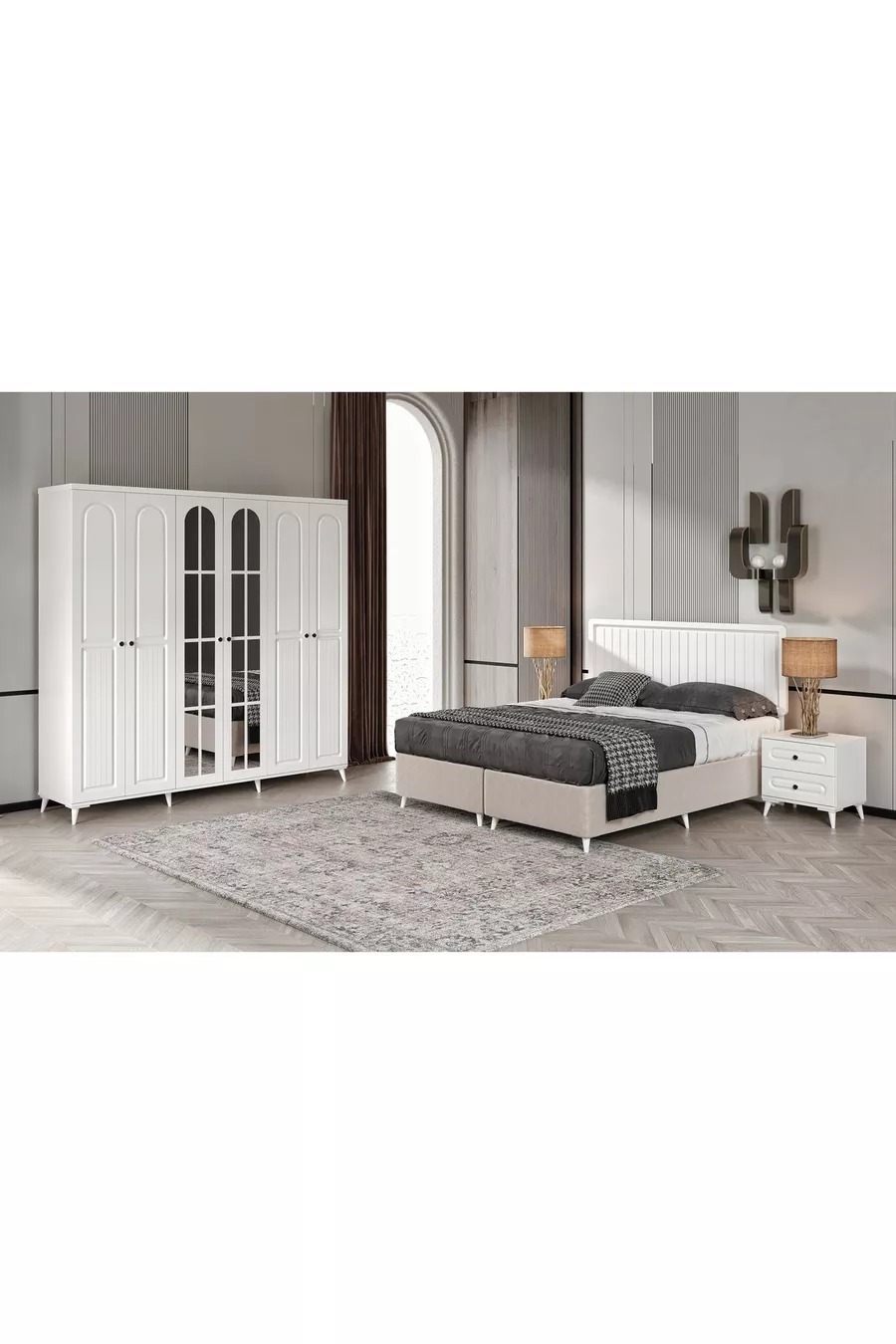 Ensemble de chambre à coucher Roma en MDF complet avec montage gratuit