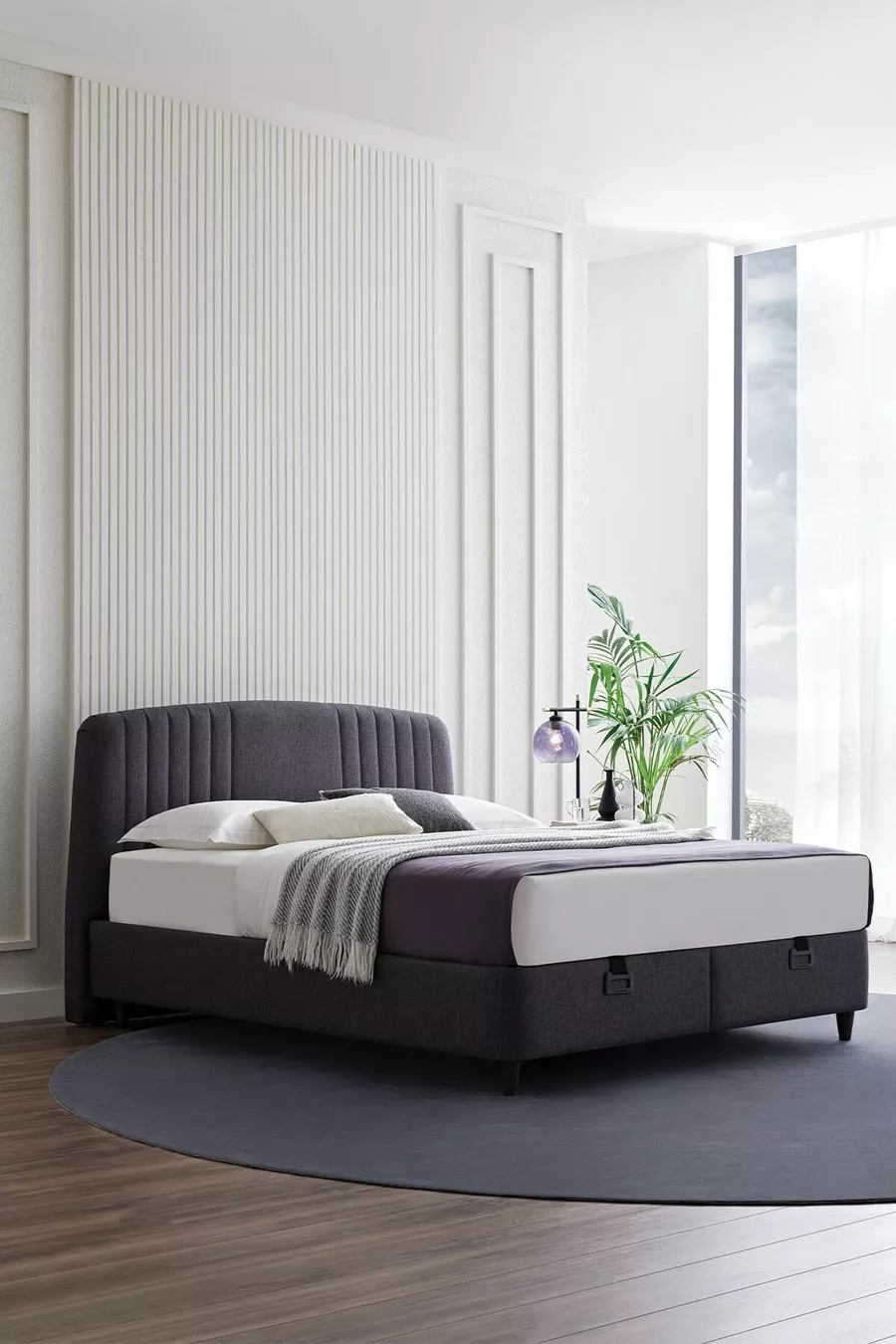 Canto Baza, Ensemble de 2 Têtes d'Argent Pour Lit Double - Anthracite,