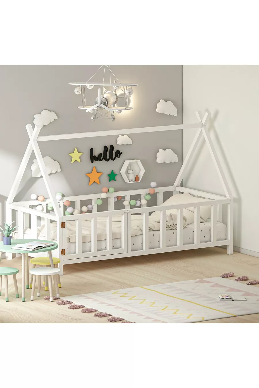 Lit Joy Montessori avec porte blanche *