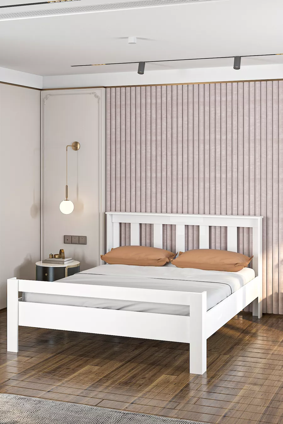 Nouveau Lit en MDF Style, Compatible avec Lit Simple et Double, Montage Facile