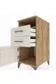 Table de chevet Kronos avec une étagère, 2 tiroirs et une porte, pin-gris