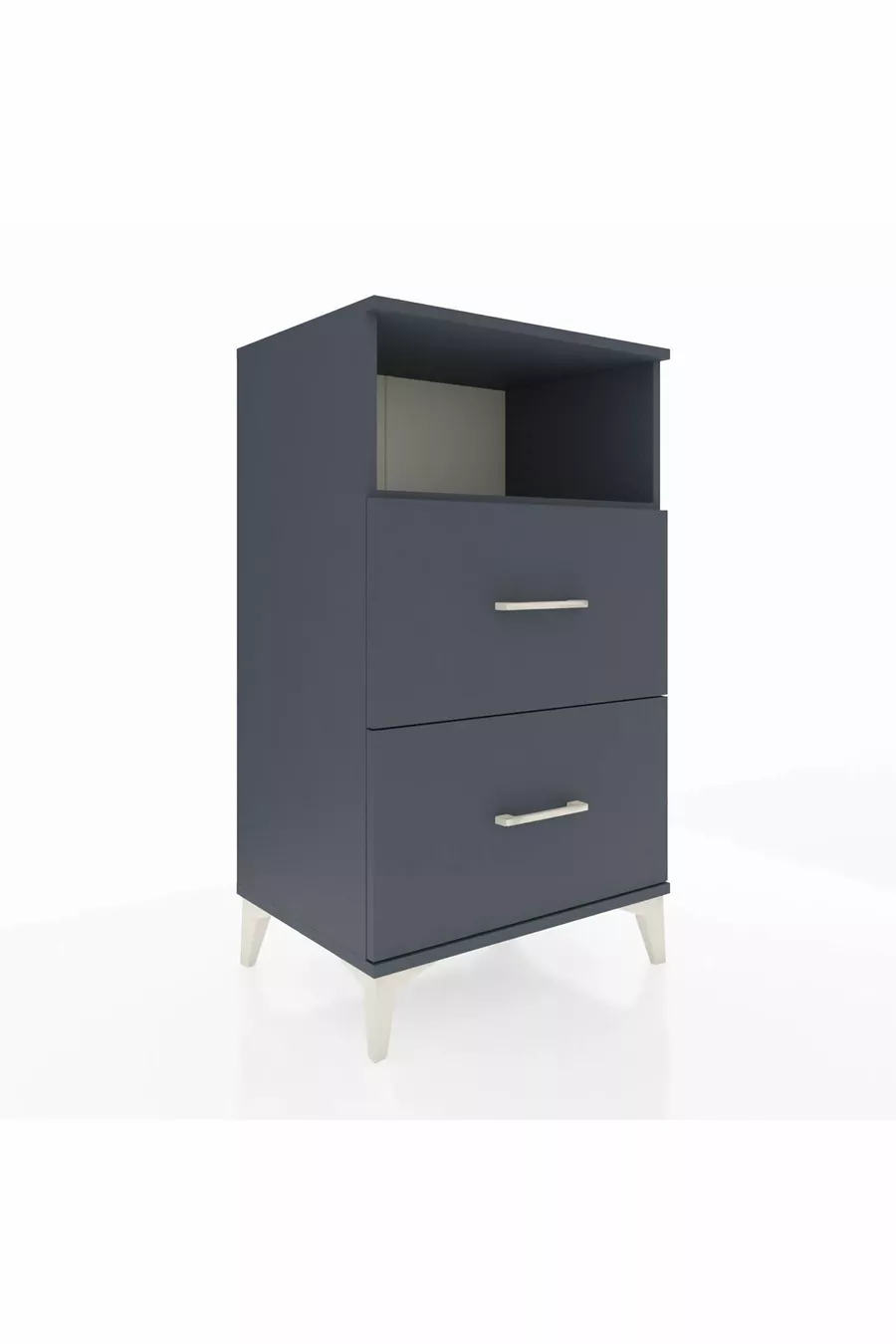 Chevet Hyperion à une étagère et deux tiroirs Anthracite-Anthracite