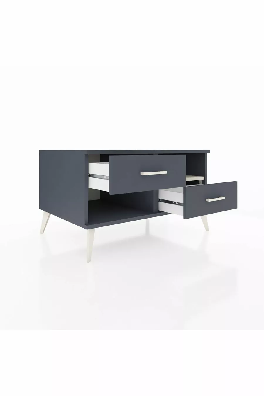 Commode Kronos à une étagère et 2 tiroirs Anthracite-Gris pierre/Anthracite