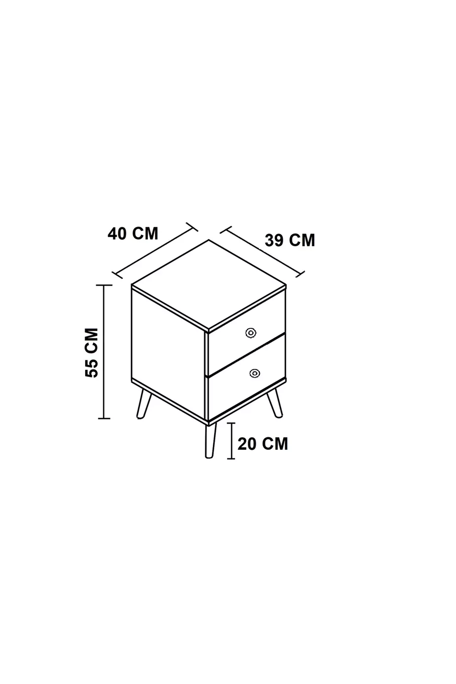COMMODE MILAS, AVEC PIEDS EN BOIS, ANTHRACITE