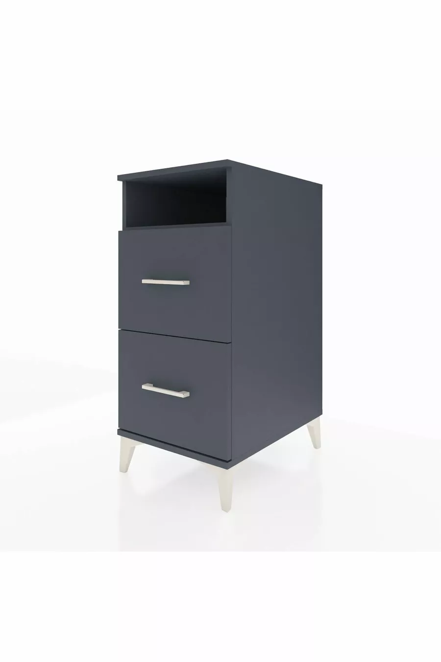 Table de chevet Kronos avec une étagère et 2 tiroirs Anthracite-Anthracite