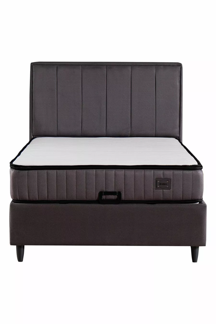 Ensemble de Lit avec Sommier Coffre et Tête de Lit Royal Plus, Matelas à Ressorts avec Protection, Anthracite