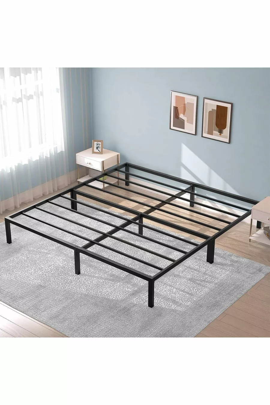 ÖZGÖK TARIM Lit en métal, Lit en métal CNS couleur noire, Simple et double, Options de taille