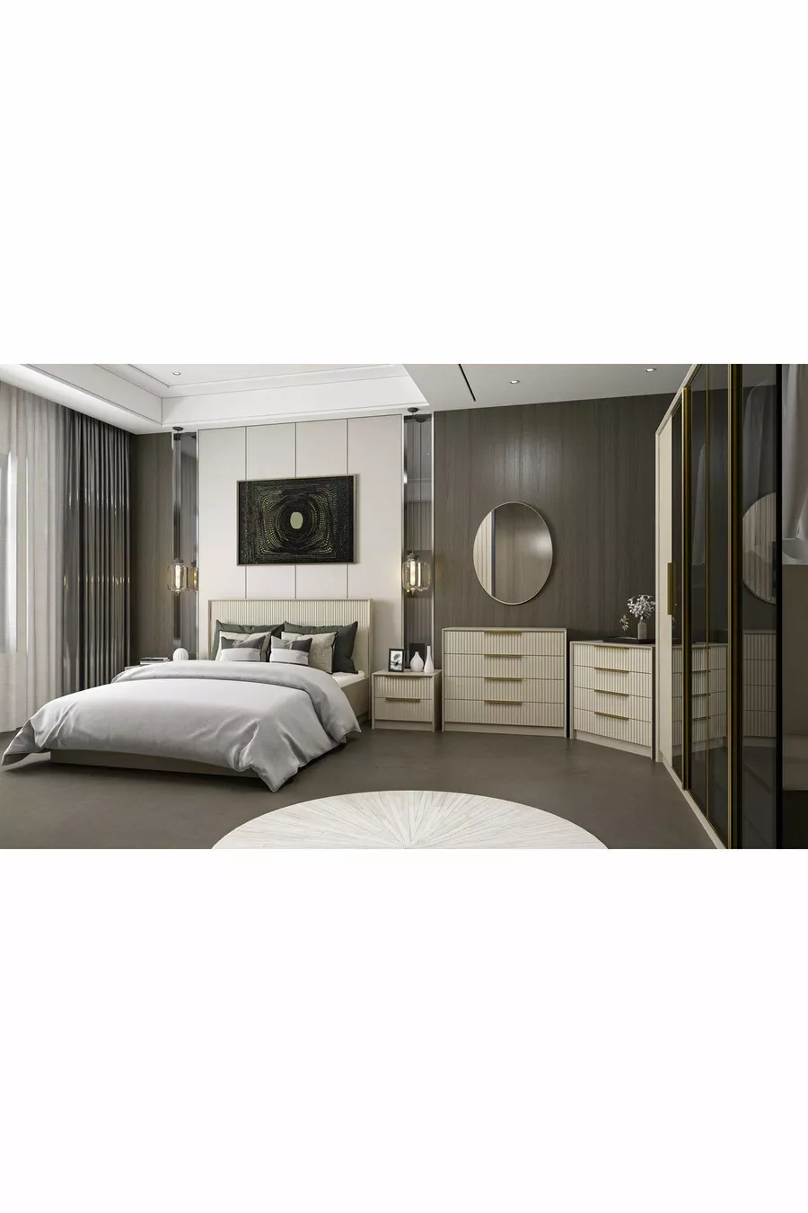 Ensemble de chambre à coucher Kale Luxe - grès - Set 2