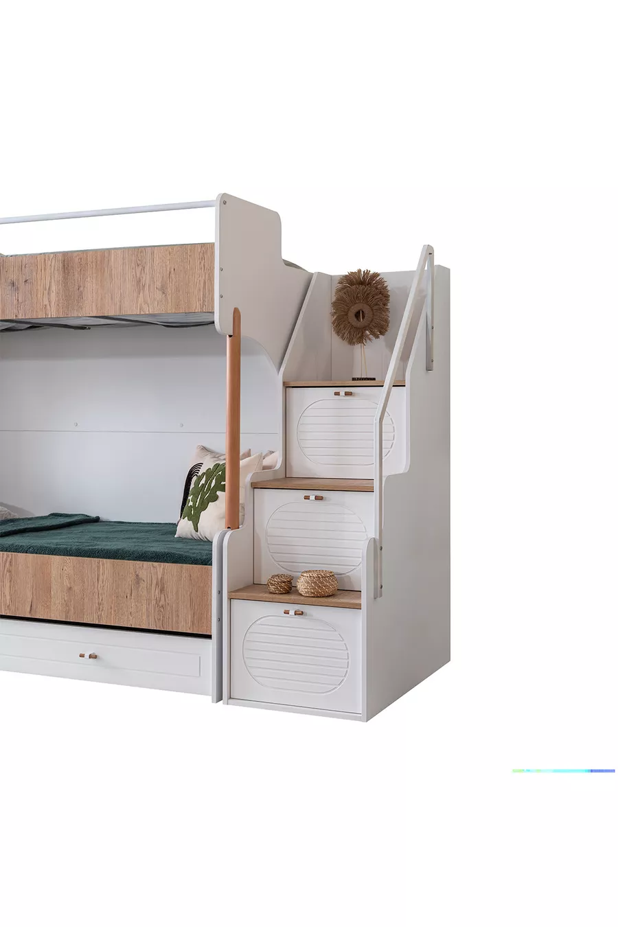 Lit superposé Ranza, noix Vita Bohem avec tiroirs + 2 matelas Comfort