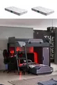 Chambre de joueur avec lits superposés, lit superposé Gamer avec LED, bureau, armoire et 2 matelas confort