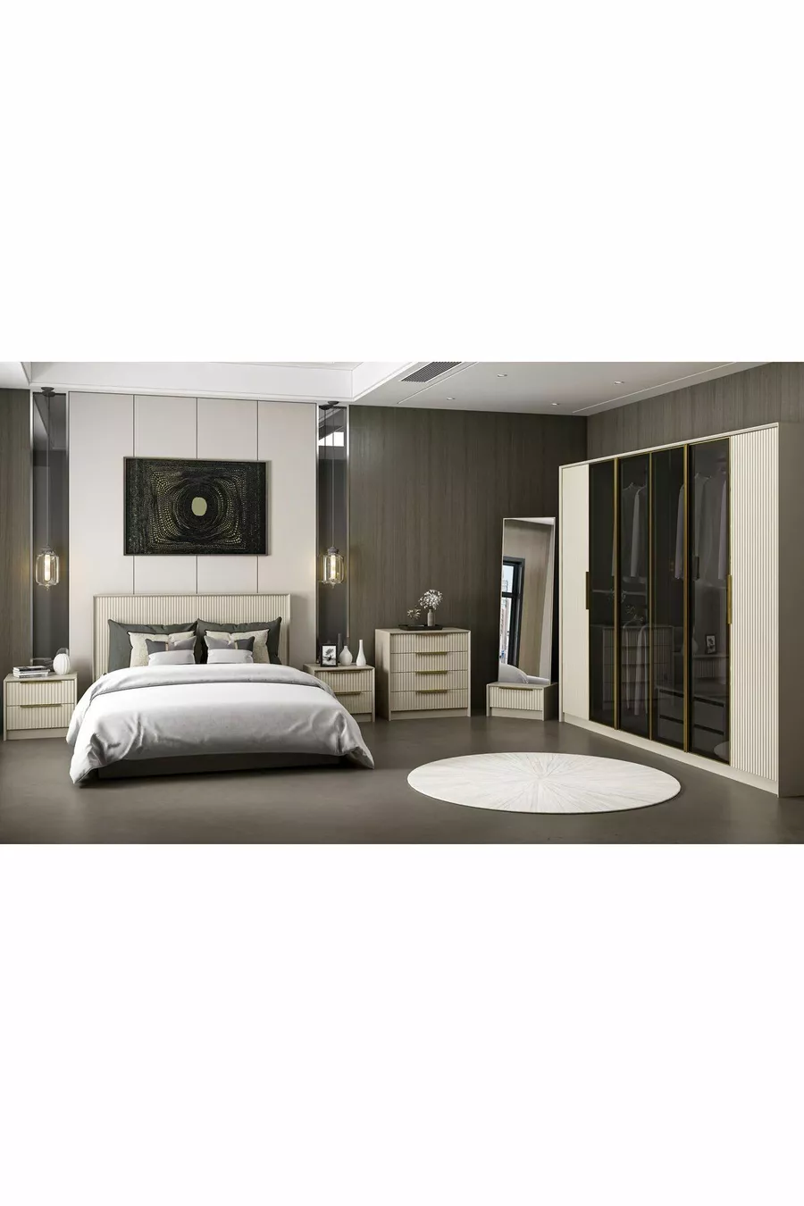 Ensemble de chambre à coucher Kale Luxe - grès - Set 1