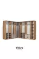Ensemble de chambre à coucher İzgi (Armoire d'angle avec porte en verre + Commode + Table de chevet + Lit)