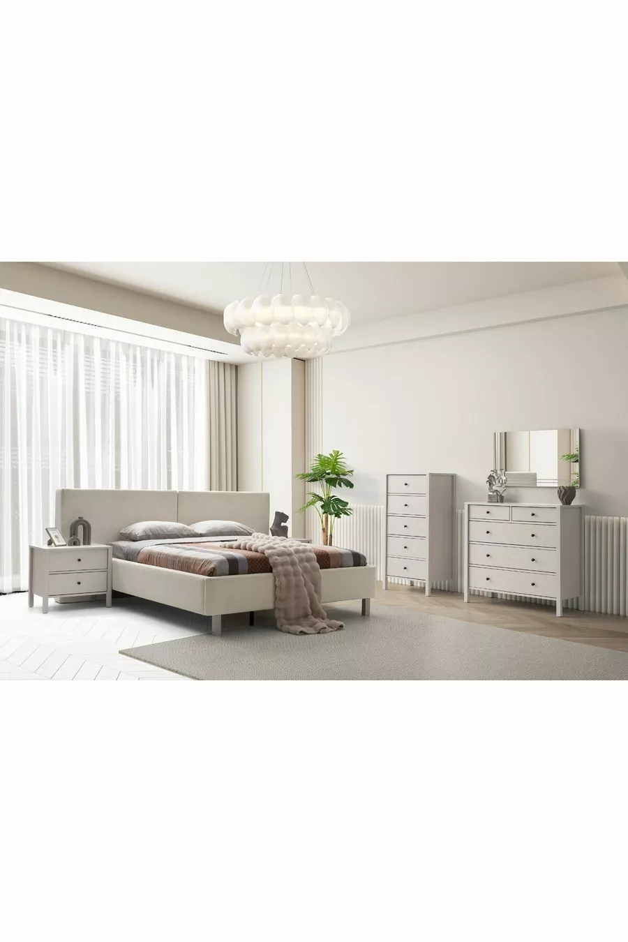 Ensemble de chambre à coucher Folt Beige 4 portes