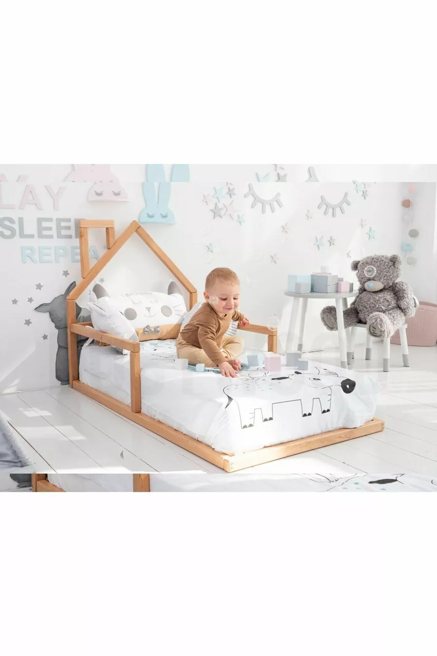 Lit Montessori en bois - Lit en bois massif - Lit pour enfants et bébés Montessori