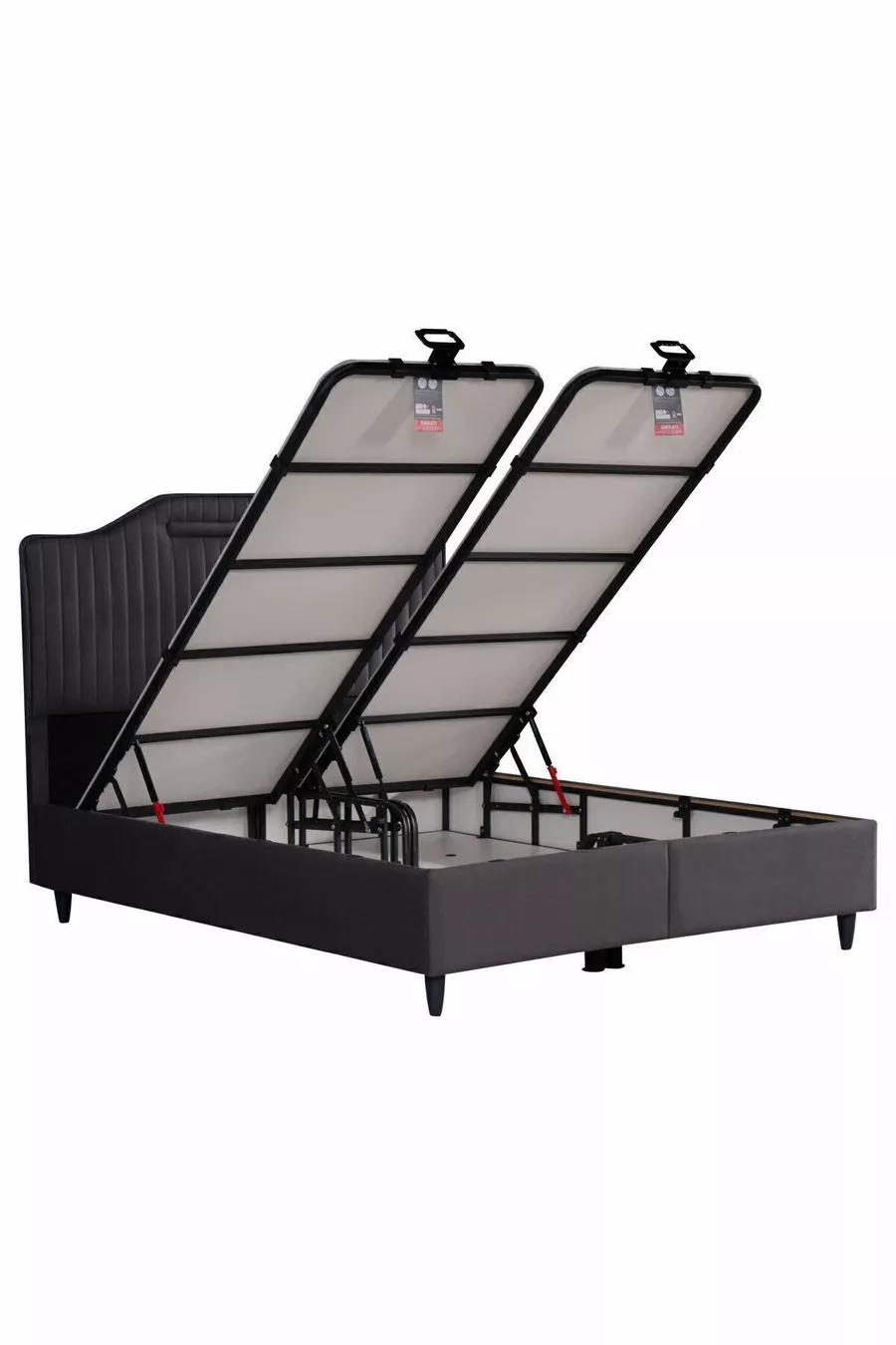 Ensemble de Lit avec Sommier Coffre et Tête de Lit Royal Lux, Matelas à Ressorts avec Protection, Anthracite