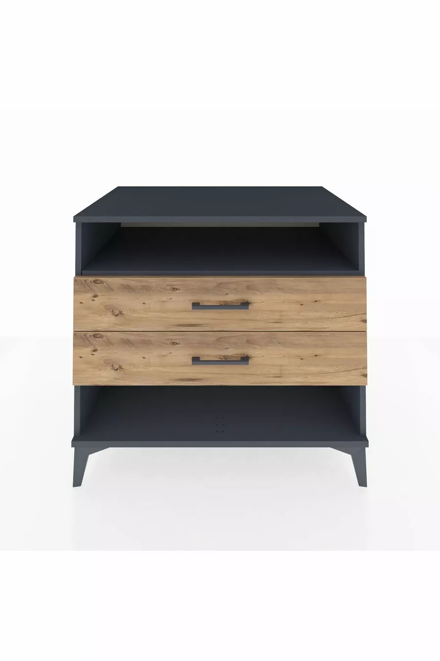 Commode Kronos à une étagère et 2 tiroirs Anthracite-Pin