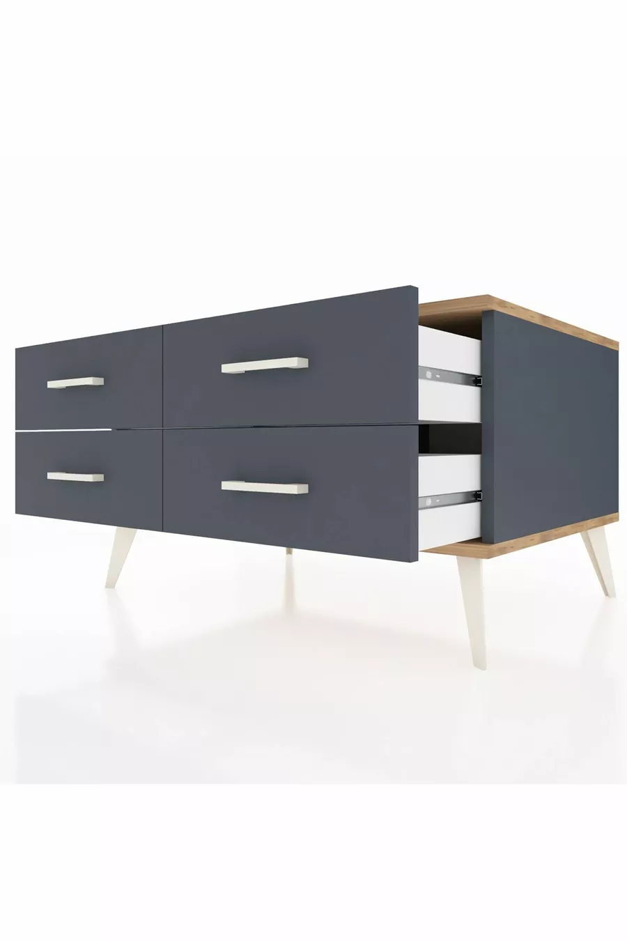Commode Kronos 4 étagères Anthracite-Sapin/Anthracite