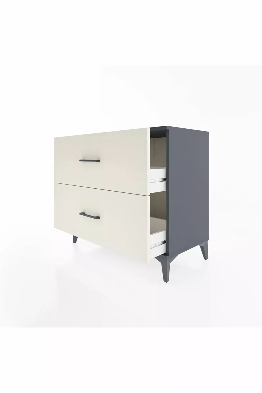 Commode Hyperion 2 tiroirs Anthracite-Pierres de lune