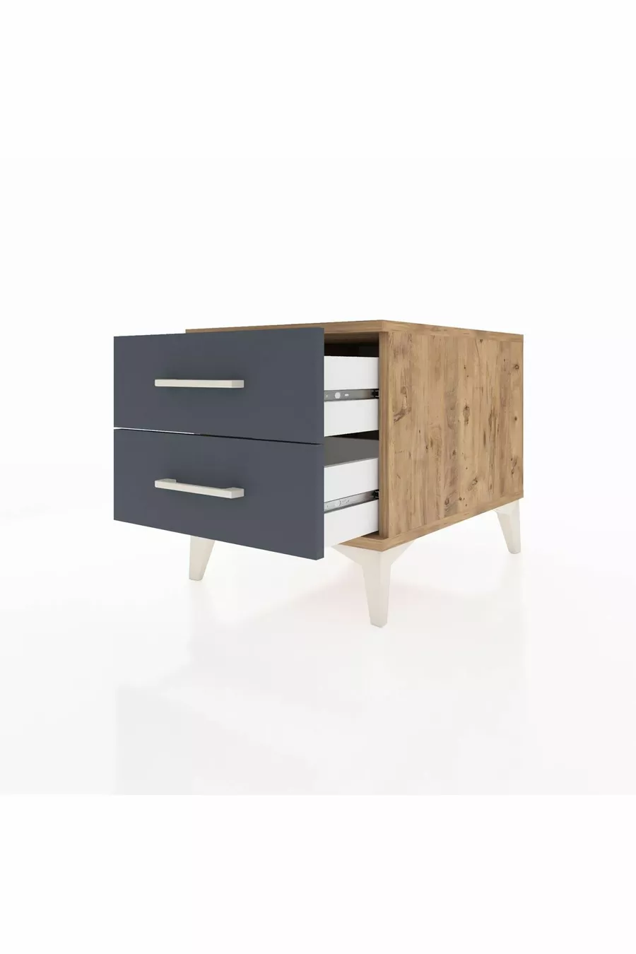 Chevet Kronos 2 tiroirs Pin-Anthracite