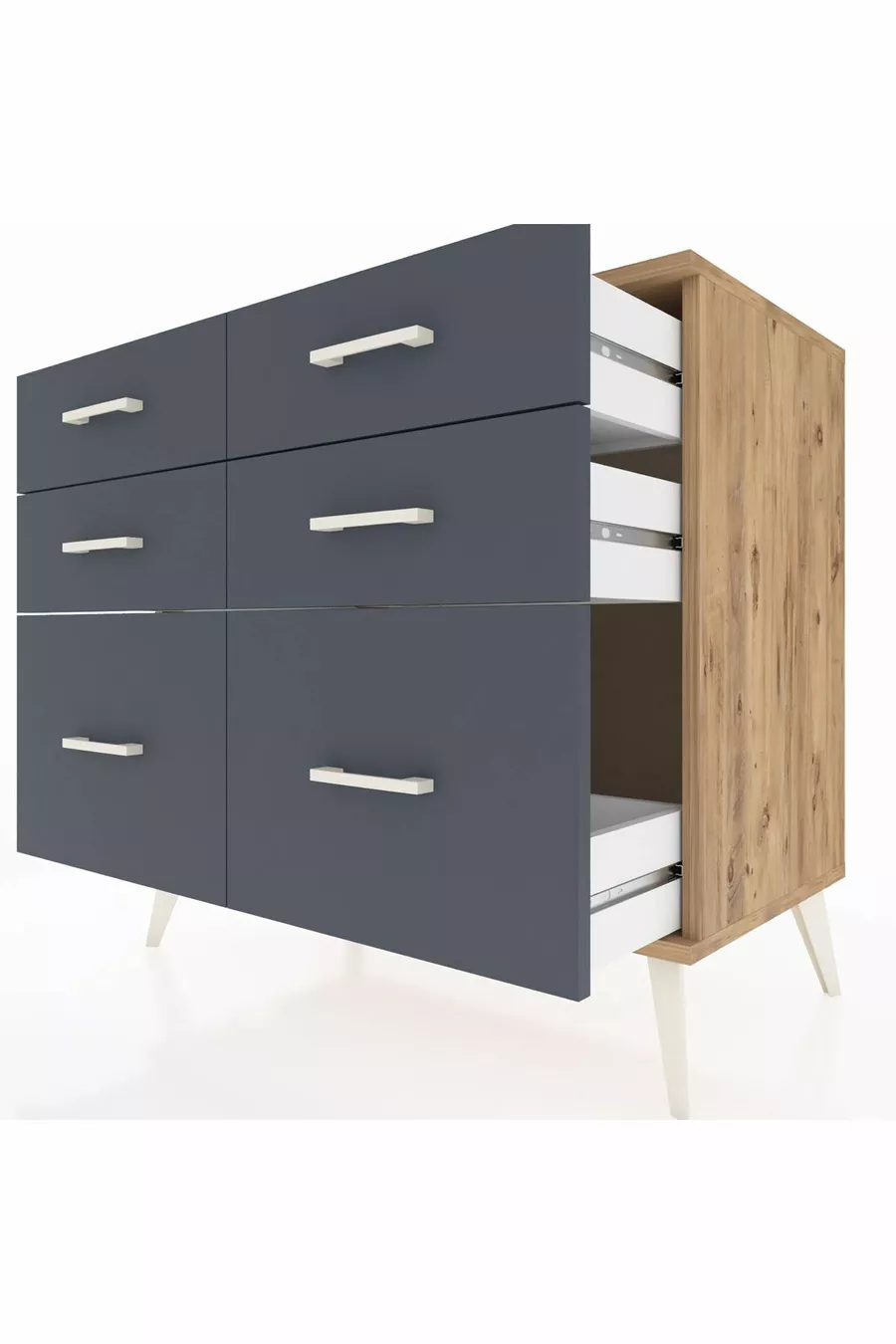 Commode Hyperion 6 tiroirs Pin-Pin/Anthracite