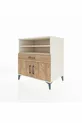 Commode Kronos avec 3 étagères, 1 tiroir et 2 portes, Pierre de Lune-Sapin
