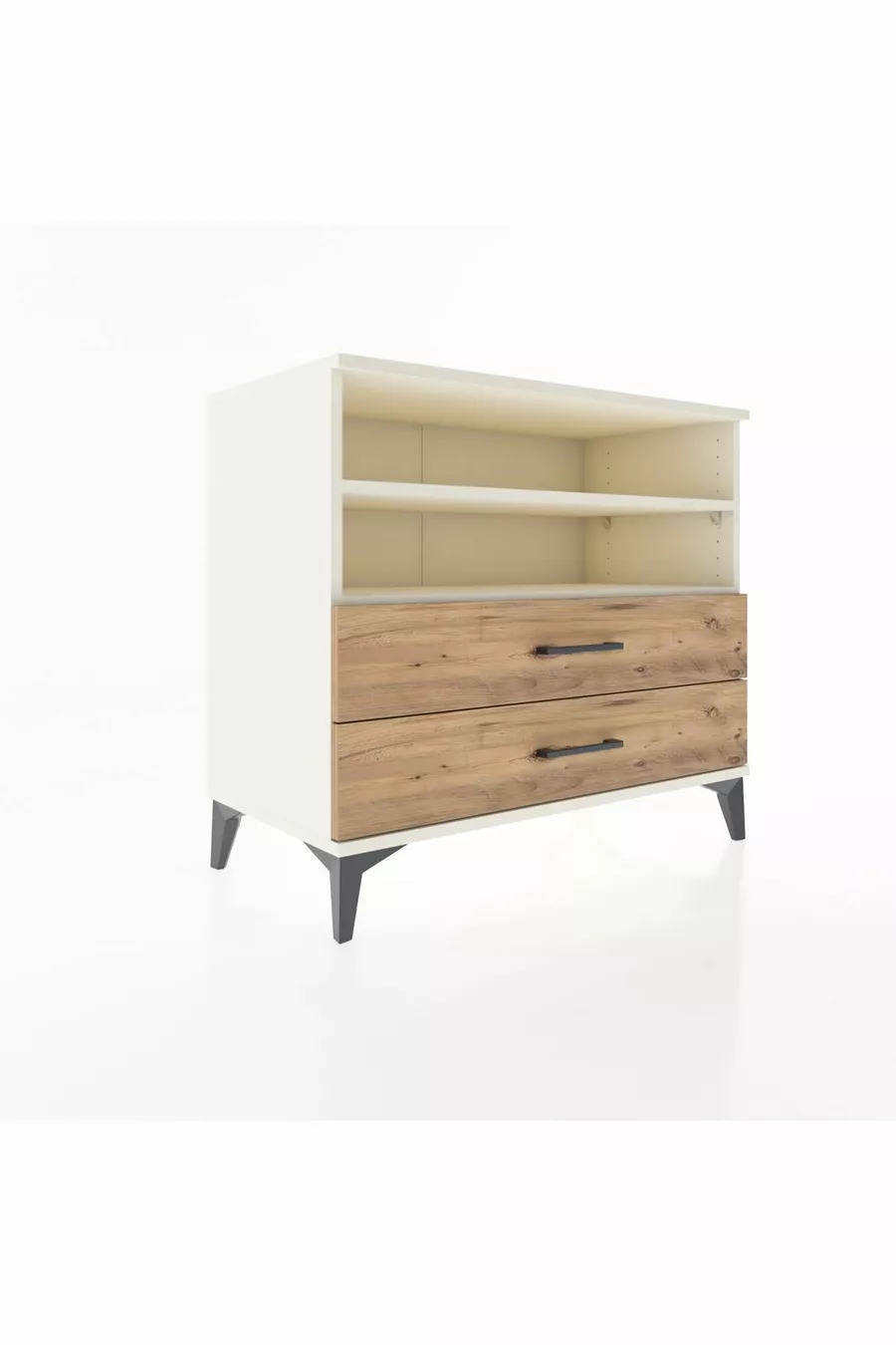Commode Hyperion 2 étagères 2 tiroirs Pierre de lune-Pin