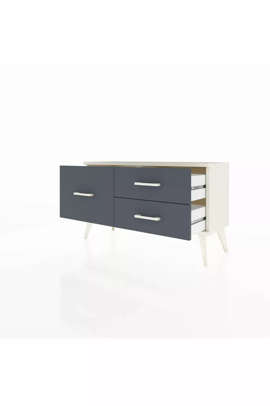 Commode Arges 3 tiroirs Pierre de lune/Pierre de lune/Anthracite