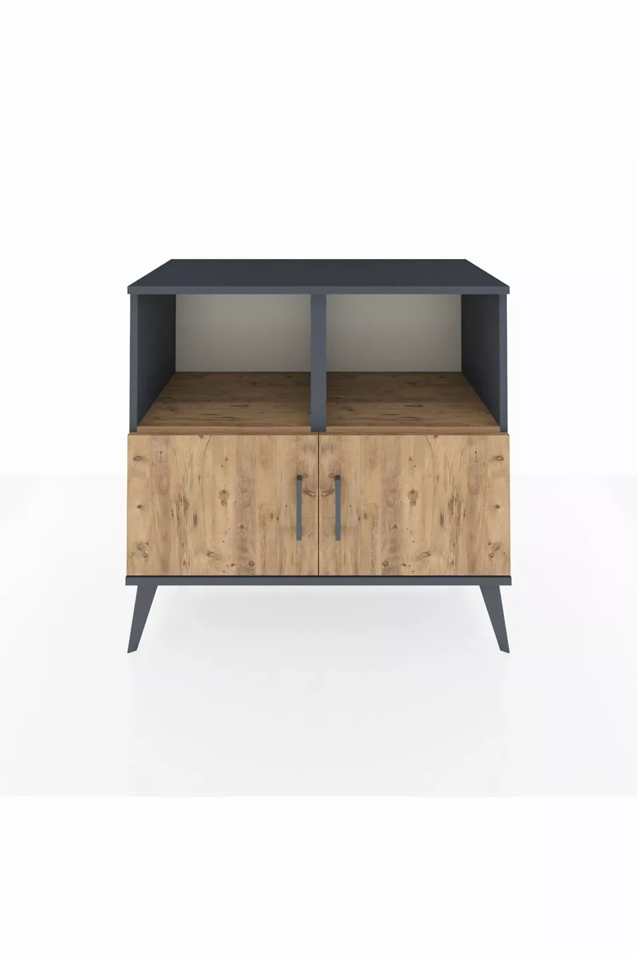 Commode Hyperion 2 étagères 2 portes Anthracite-Pin