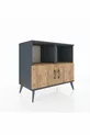 Commode Hyperion 2 étagères 2 portes Anthracite-Pin