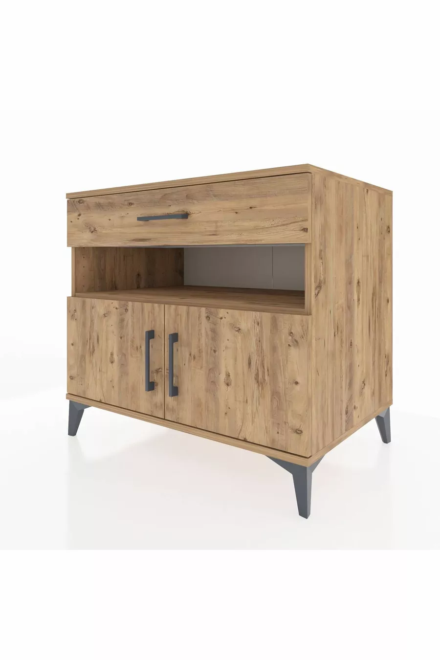 Commode Kronos 2 étagères, 1 tiroir, 2 portes, Pin-Pin