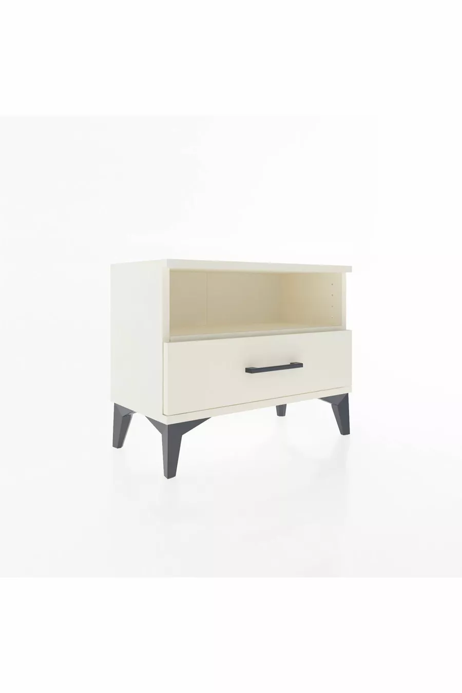 Table de chevet Arges à une étagère et un tiroir, couleur Pierre de Lune