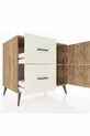 Commode Kronos à une étagère, 2 tiroirs et 2 portes, Pin-Pin / Pierre de lune