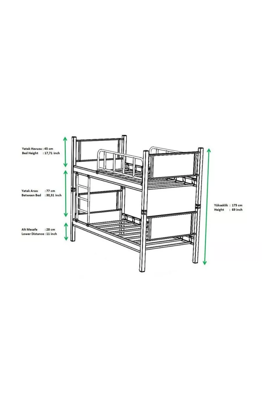 Lits superposés en bois pour dortoir