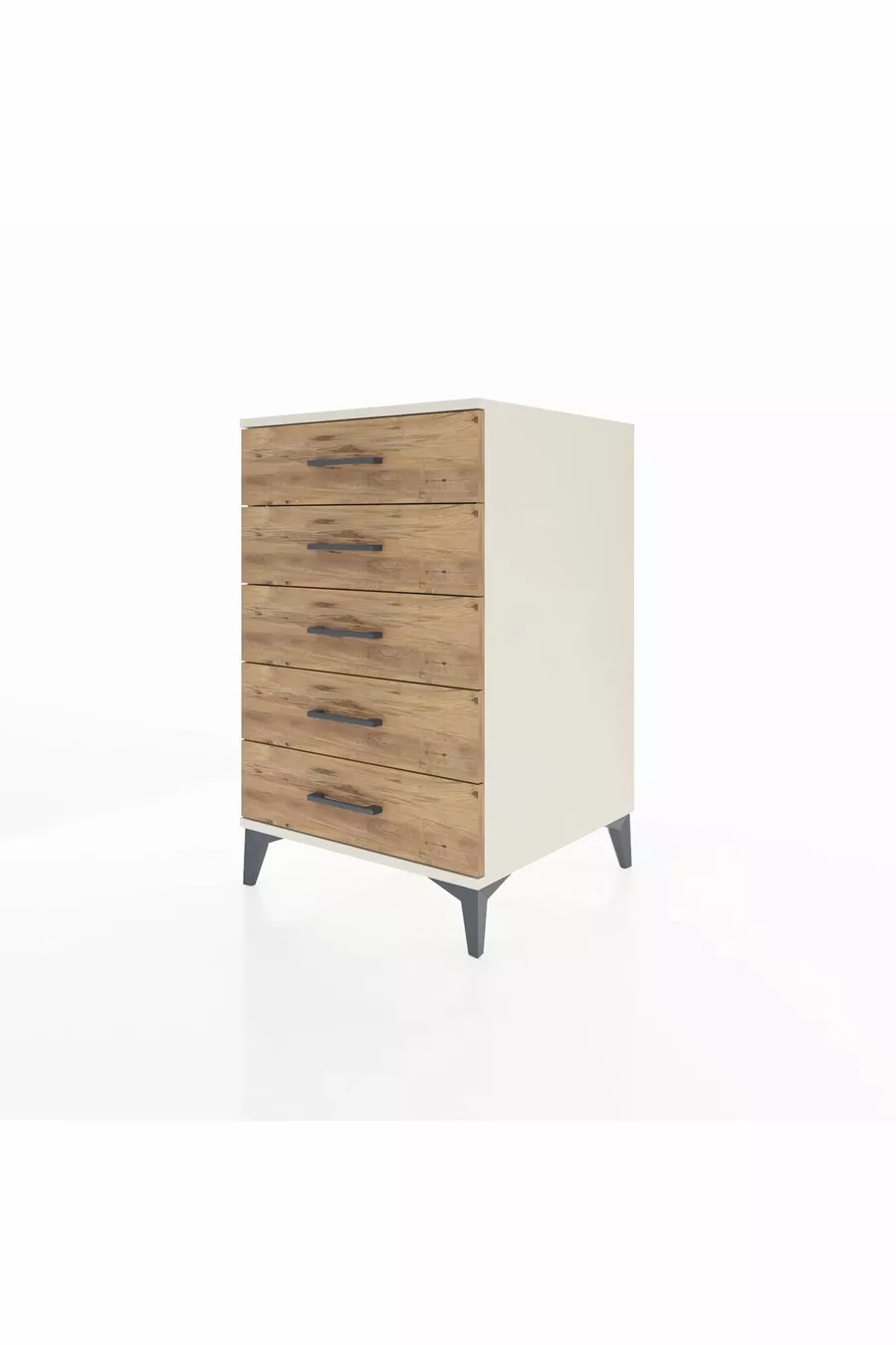 Table de chevet Kronos à 5 tiroirs Aigue-marine-Pin