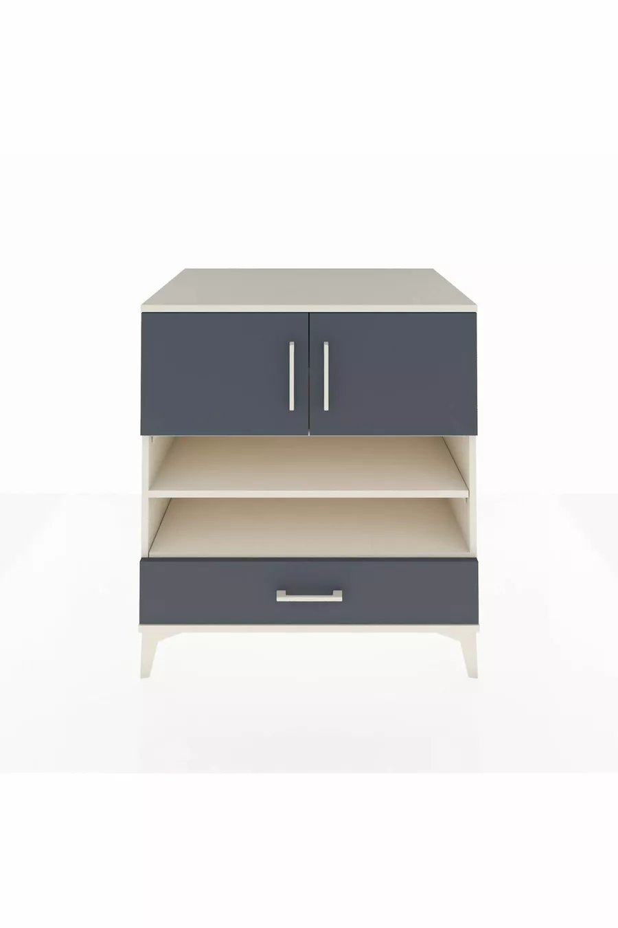 Commode Kronos avec 4 étagères, 1 tiroir et 2 portes, Pierre de Lune-Anthracite