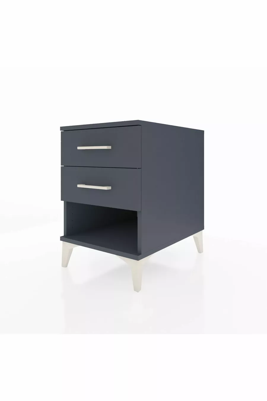 Table de chevet Kronos à 2 tiroirs Anthracite-Anthracite