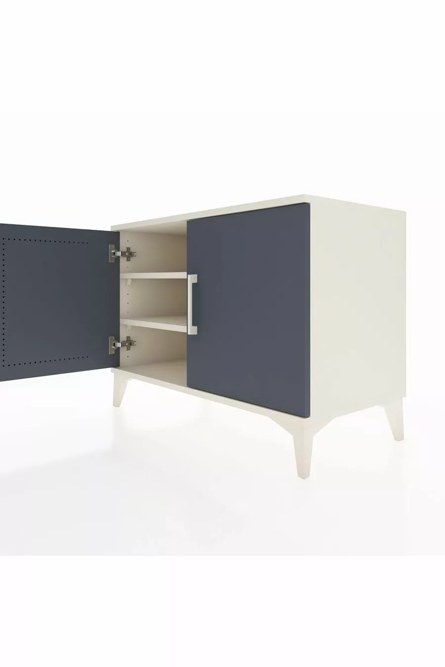 Commode Hyperion 2 étagères 2 portes Pierre de lune-Anthracite