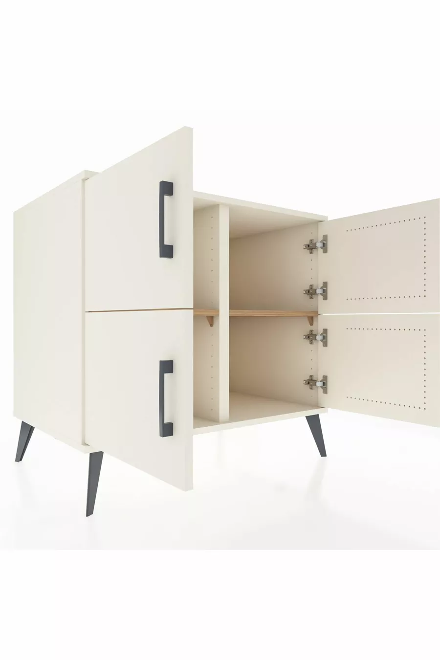 Commode Kronos 2 étagères 4 portes Pierre de lune/Pierre de lune/Pin