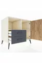 Commode Kronos avec 2 étagères, 2 tiroirs et 1 porte, Albâtre-Pin/Anthracite