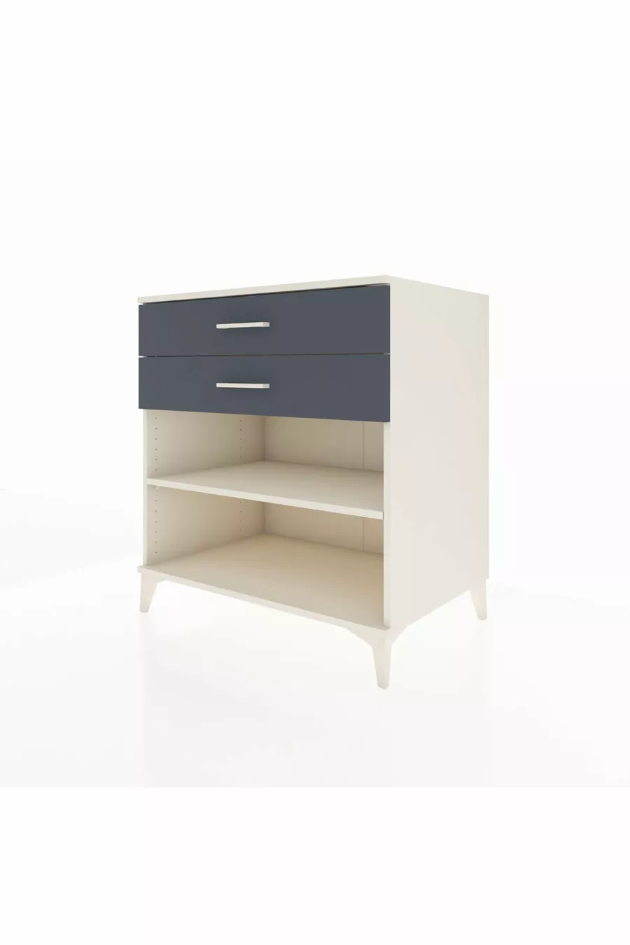 Commode Kronos à une étagère et 2 tiroirs, Pierre de lune-Anthracite