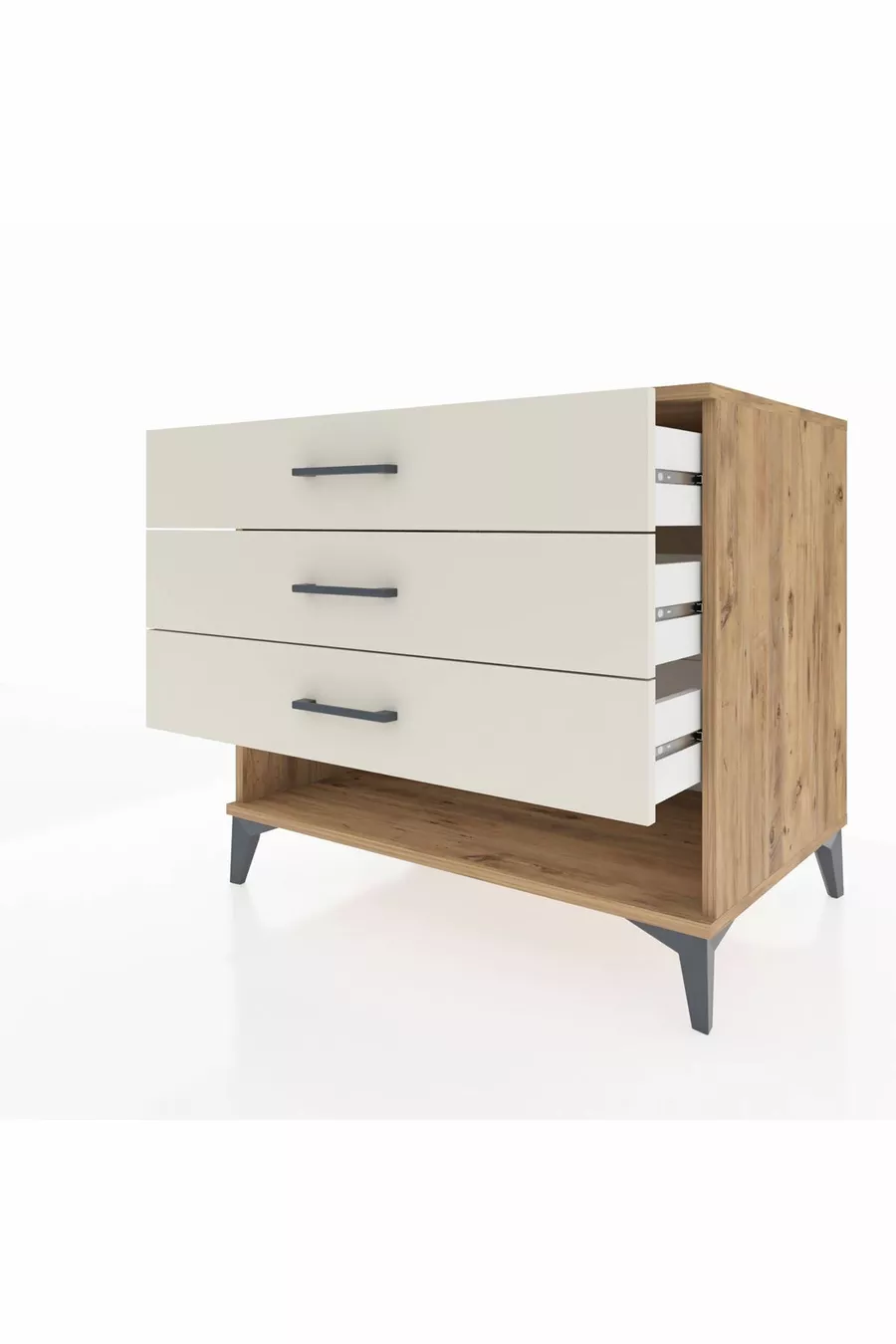 Commode Kronos à 3 tiroirs Pin-Pierre d'Agate