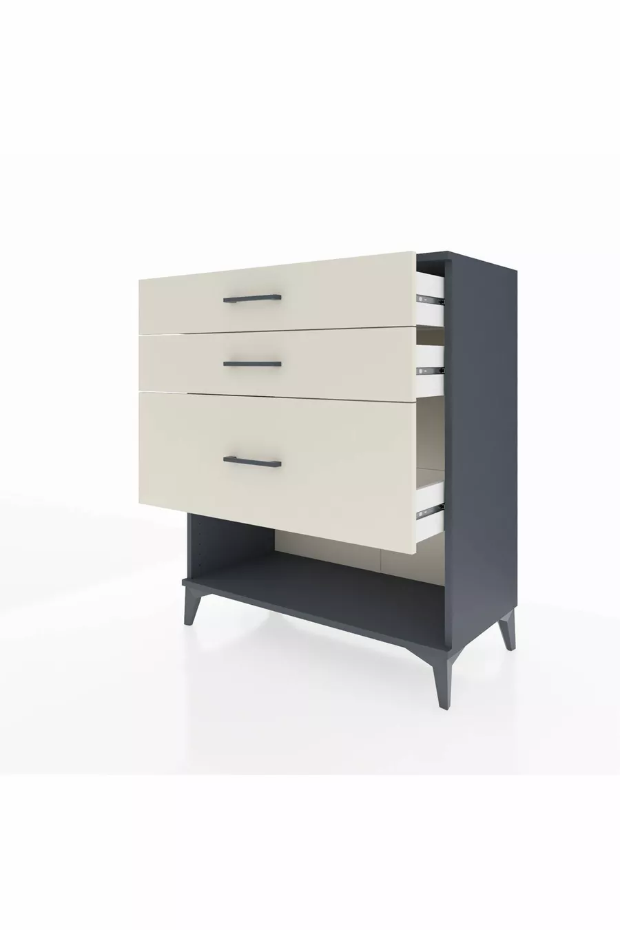 Commode Hyperion 3 tiroirs Anthracite-Pierres de lune