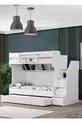 Lits superposés Ranza, courageux avec petit lit - Blanc, 2 matelas confort