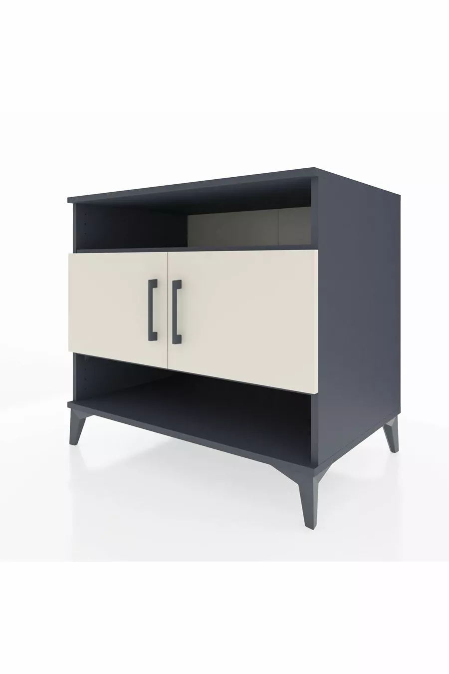 Commode Kronos 3 étagères 2 portes Anthracite-Pierre de lune