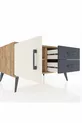Commode Kronos à une étagère, 2 tiroirs et une porte, Pin-Pierres/Athracite
