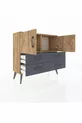 Commode Arges 2 étagères, 4 tiroirs, 2 portes, Pin/Anthracite