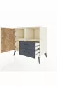 Commode Hyperion 2 étagères 2 tiroirs 2 portes Pierre de Lune-Sapin/Anthracite