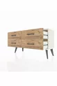 Commode Arges à 4 étagères Pierre de lune/Pine