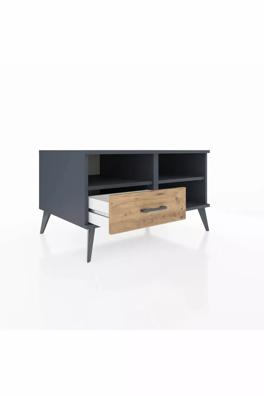 Commode Kronos 2 étagères 1 tiroir Anthracite-Anthracite/Sapin